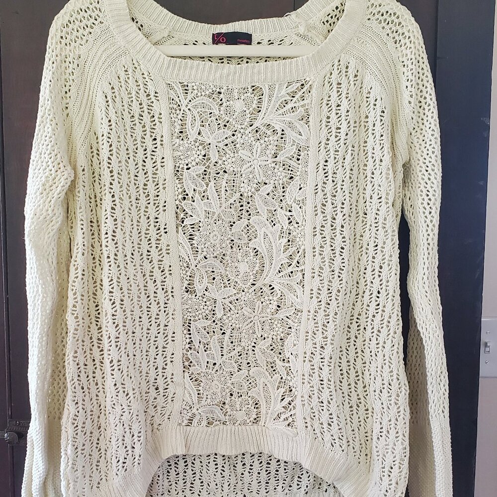 Vintage crochet lace sweater M